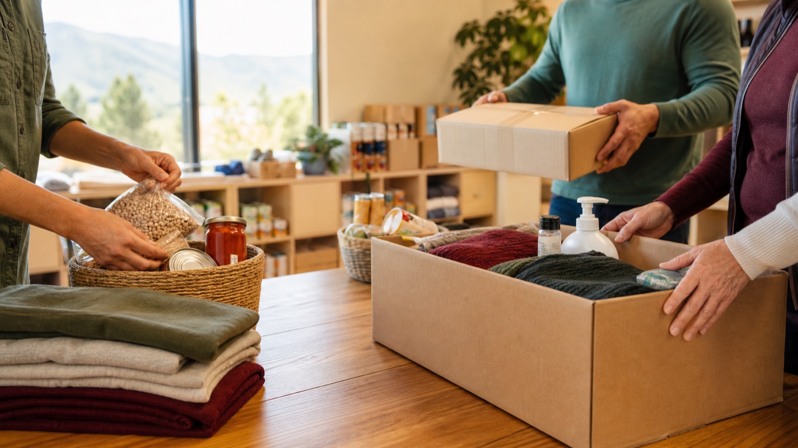 Community members donating clothing and household goods to the Idyllwild HELP Center.